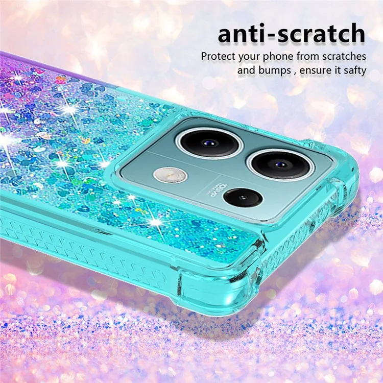 For Xiaomi Redmi Note 13 5G TPU Case Gradient Quicksand Phone Back Cover - Sky Blue+Purple