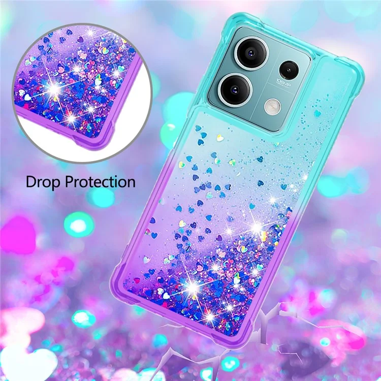 For Xiaomi Redmi Note 13 5G TPU Case Gradient Quicksand Phone Back Cover - Sky Blue+Purple
