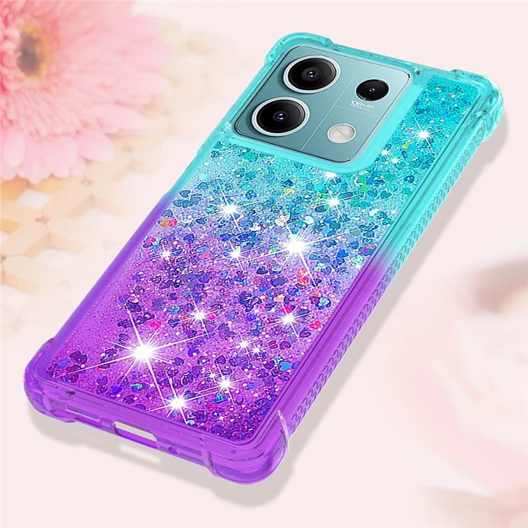 For Xiaomi Redmi Note 13 5G TPU Case Gradient Quicksand Phone Back Cover - Sky Blue+Purple