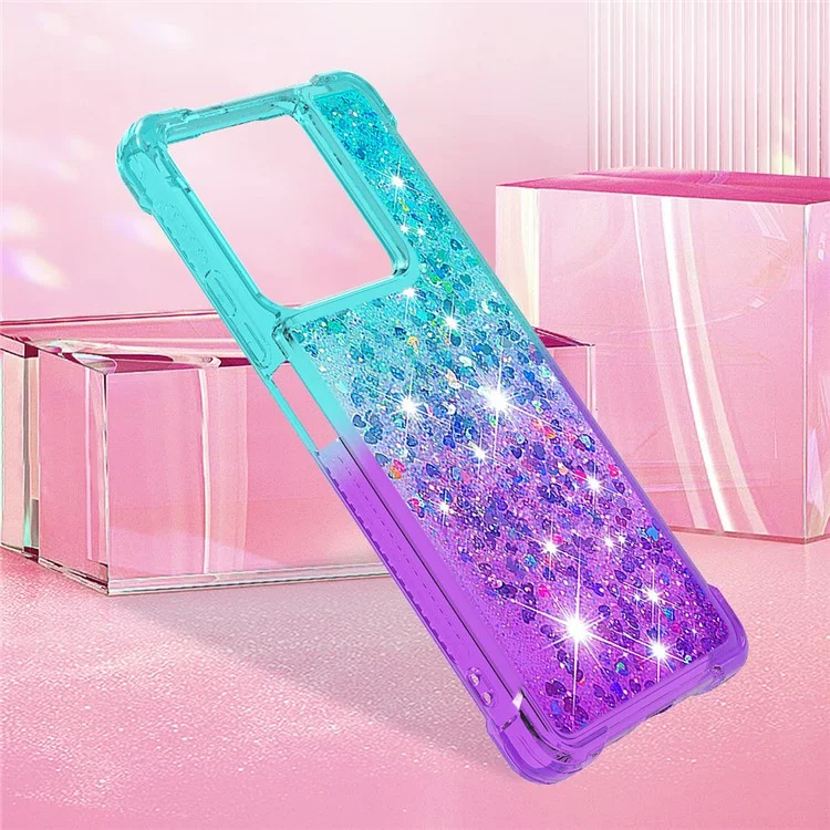 For Xiaomi Redmi Note 13 5G TPU Case Gradient Quicksand Phone Back Cover - Sky Blue+Purple