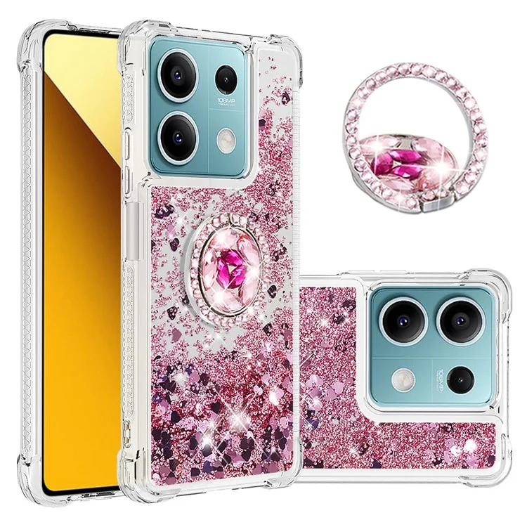 YB Quicksand Series-7 per Xiaomi Redmi Note 13 5G Slim-Fit TPU Case Quicksand Phone Cover - Rose Gold / Hearts
