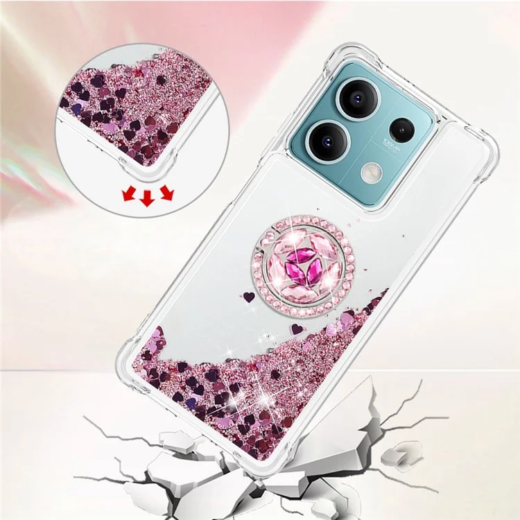 YB Quicksand Series-7 per Xiaomi Redmi Note 13 5G Slim-Fit TPU Case Quicksand Phone Cover - Rose Gold / Hearts