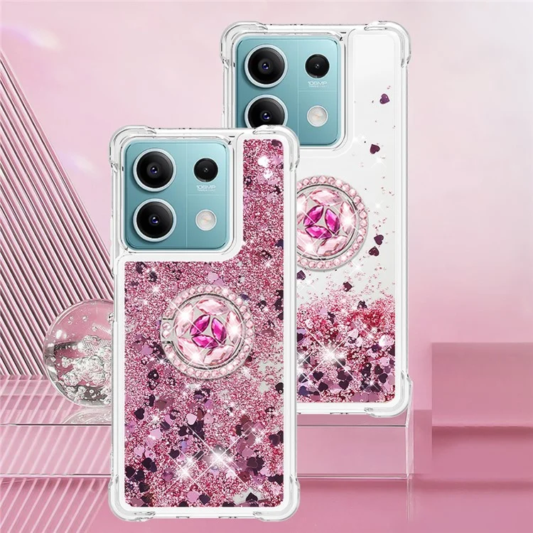 YB Quicksand Series-7 per Xiaomi Redmi Note 13 5G Slim-Fit TPU Case Quicksand Phone Cover - Rose Gold / Hearts