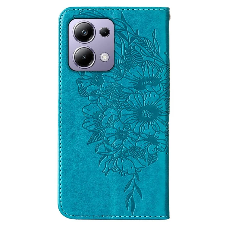 YB Imprinting Series-4 Para Xiaomi Redmi Note 13 Pro 4G / Poco M6 Pro 4G Capa Carteira de Couro com Borboleta - Azul