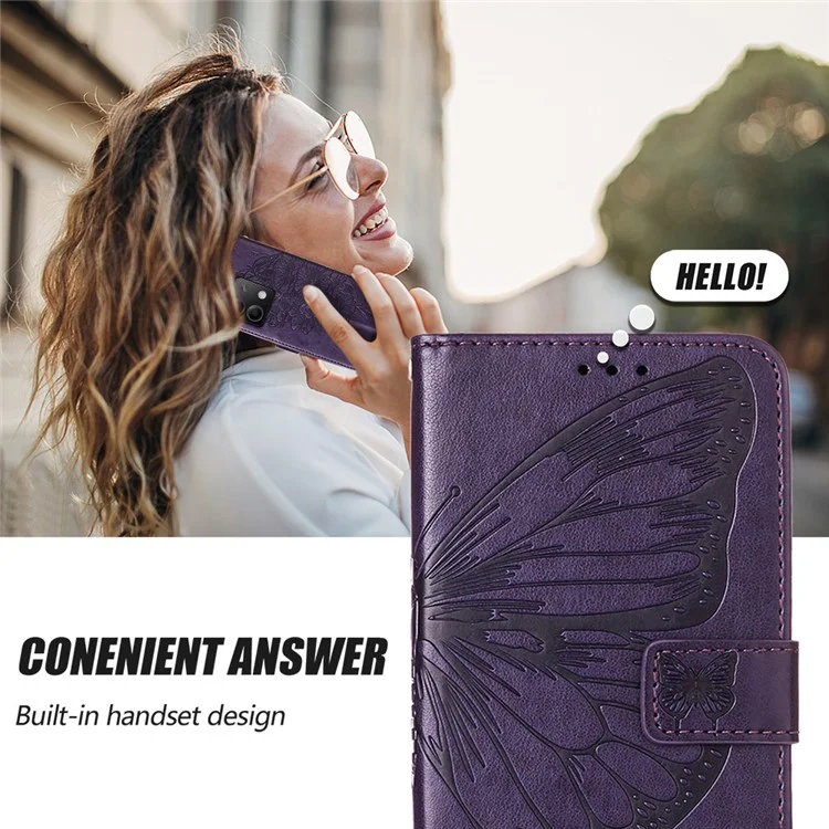 YB Imprinting Series-4 Per Xiaomi Redmi Note 13 5G Custodia Farfalla Fiore Pelle PU Flip Cover per Telefono - Blu