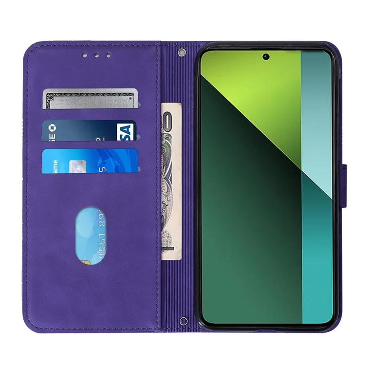 For Xiaomi Redmi Note 13 Pro 5G / Poco X6 5G Leather Case with Hand Strap Wallet Stand Phone Cover - Purple