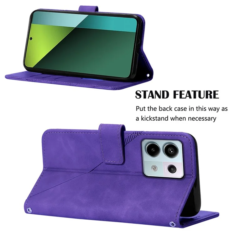 For Xiaomi Redmi Note 13 Pro 5G / Poco X6 5G Leather Case with Hand Strap Wallet Stand Phone Cover - Purple