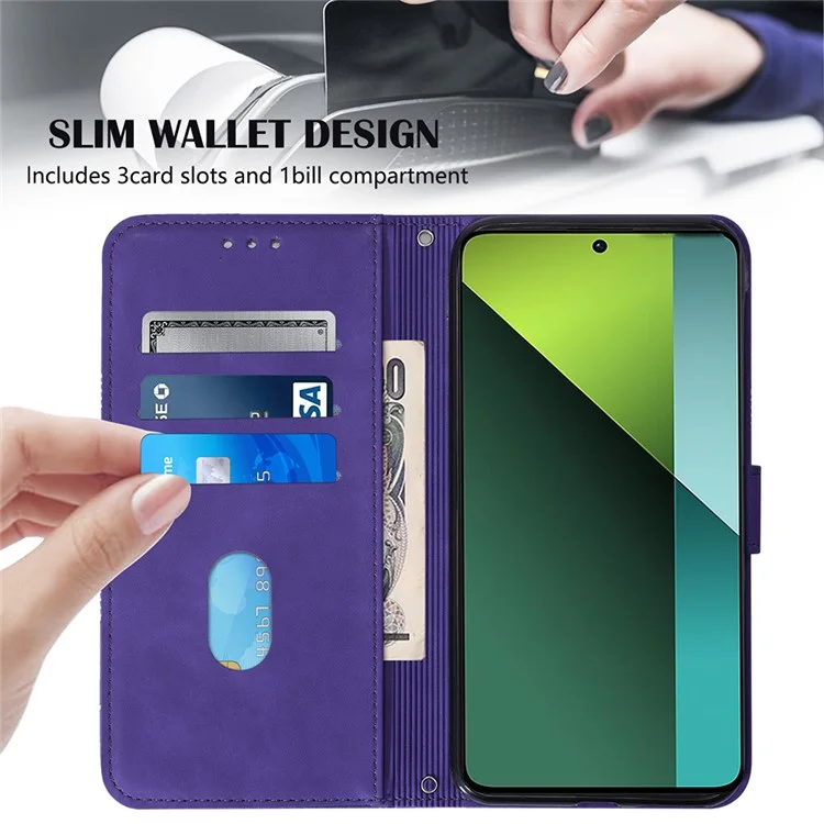 For Xiaomi Redmi Note 13 Pro 5G / Poco X6 5G Leather Case with Hand Strap Wallet Stand Phone Cover - Purple