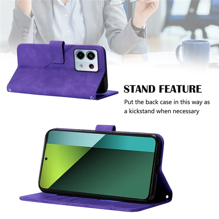 For Xiaomi Redmi Note 13 Pro 5G / Poco X6 5G Leather Case with Hand Strap Wallet Stand Phone Cover - Purple