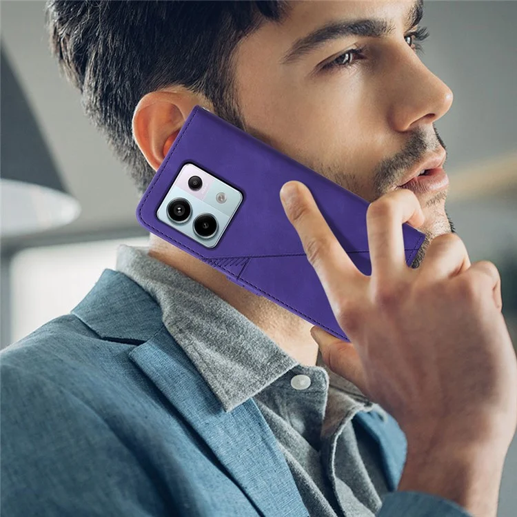 For Xiaomi Redmi Note 13 Pro 5G / Poco X6 5G Leather Case with Hand Strap Wallet Stand Phone Cover - Purple