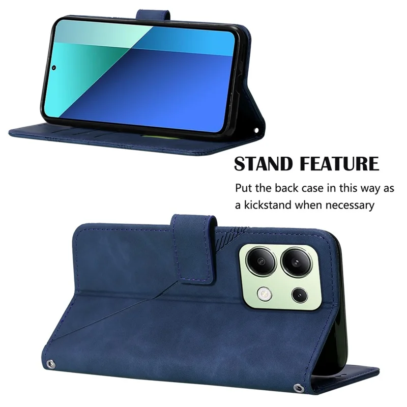 For Xiaomi Redmi Note 13 4G Leather Case with Shoulder Strap Wallet Stand Phone Cover - Sapphire