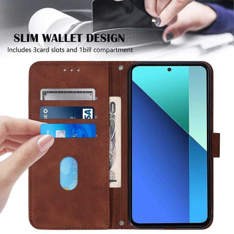 For Xiaomi Redmi Note 13 4G Leather Case with Shoulder Strap Wallet Stand Phone Cover - Sapphire