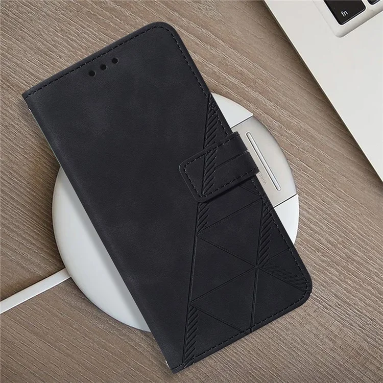 Série de Impressão YB-1 para Xiaomi Redmi Note 13 Pro 4G / Poco M6 Pro 4G Capa com Alça de Couro PU Stand Phone Cover - Marrom