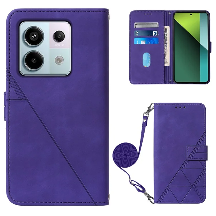 Série d'impression YB-2 pour étui de téléphone Xiaomi Redmi Note 13 Pro 5G / Poco X6 5G en cuir avec bandoulière - Violet