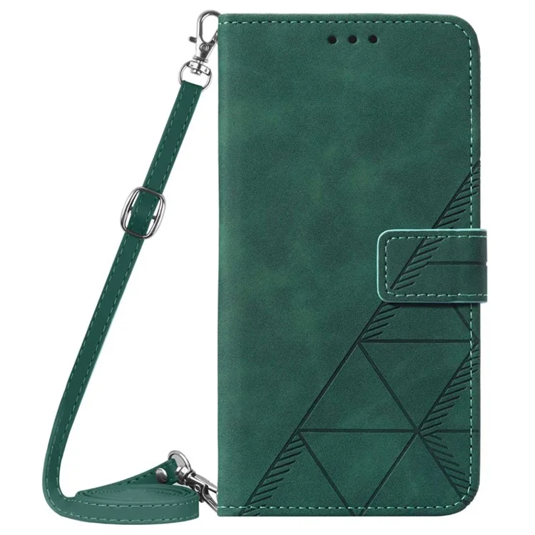 YB Imprinting Series-2 para Xiaomi Redmi Note 13 5G / Poco X6 5G Funda con Correa de Hombro Billetera Funda de Piel PU - Verde Negruzco