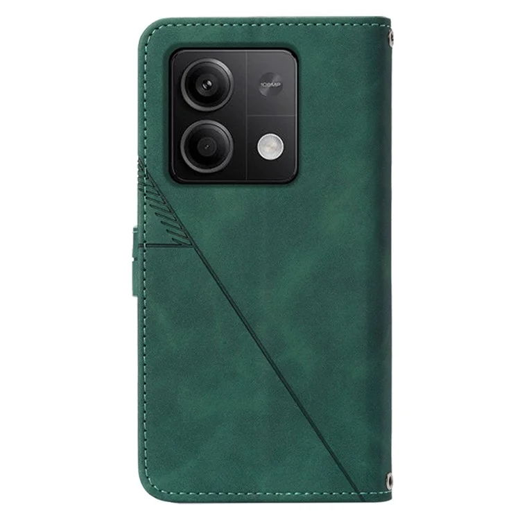 YB Imprinting Series-2 para Xiaomi Redmi Note 13 5G / Poco X6 5G Funda con Correa de Hombro Billetera Funda de Piel PU - Verde Negruzco