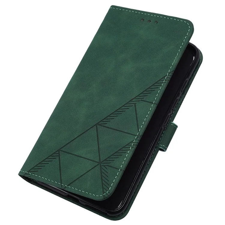 YB Imprinting Series-2 para Xiaomi Redmi Note 13 5G / Poco X6 5G Funda con Correa de Hombro Billetera Funda de Piel PU - Verde Negruzco