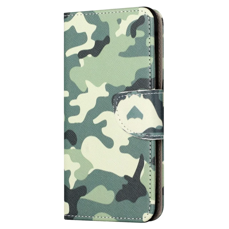 Para Motorola Moto G24 Power PU Leather Wallet Cross Texture Stand Case Pattern Printing Phone Cover - Camuflagem