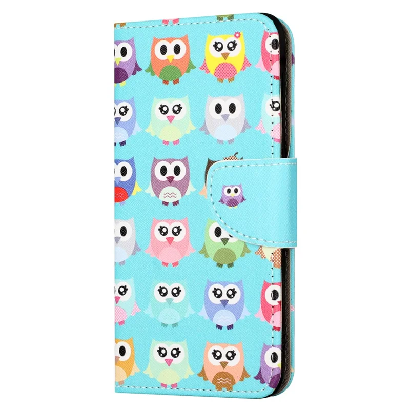 For Motorola Moto G24 Power PU Leather Wallet Cross Texture Stand Case Pattern Printing Phone Cover - Owls
