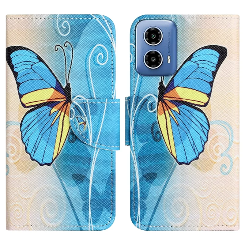 For Motorola Moto G24 Power PU Leather Wallet Cross Texture Stand Case Pattern Printing Phone Cover - Butterfly