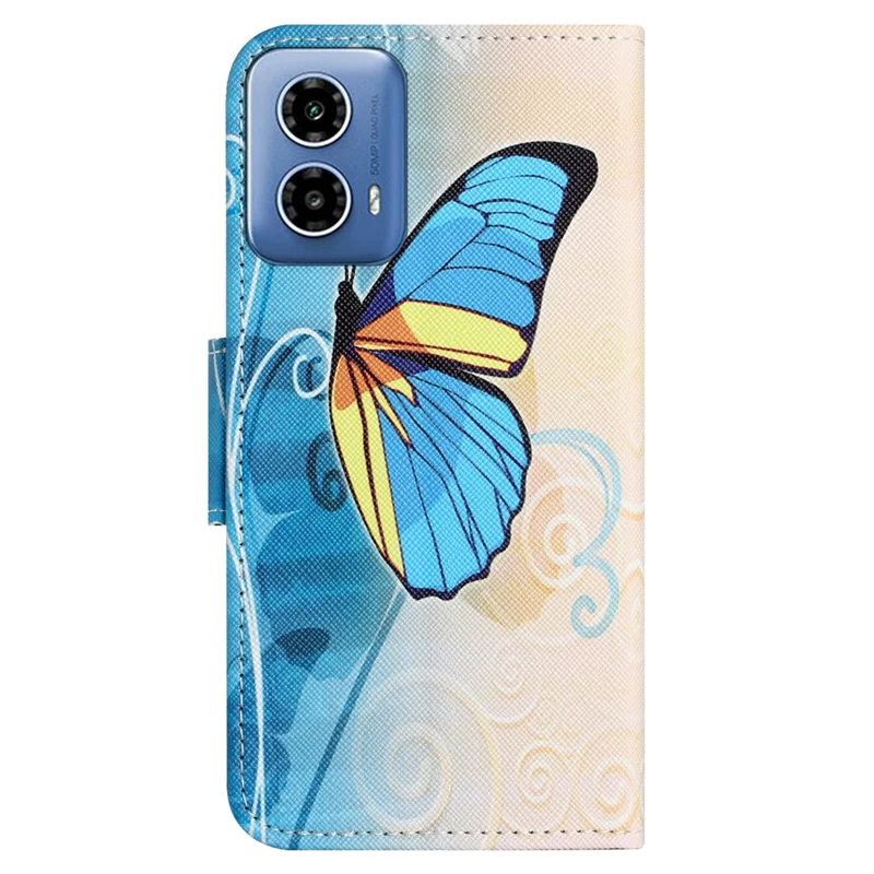 For Motorola Moto G24 Power PU Leather Wallet Cross Texture Stand Case Pattern Printing Phone Cover - Butterfly