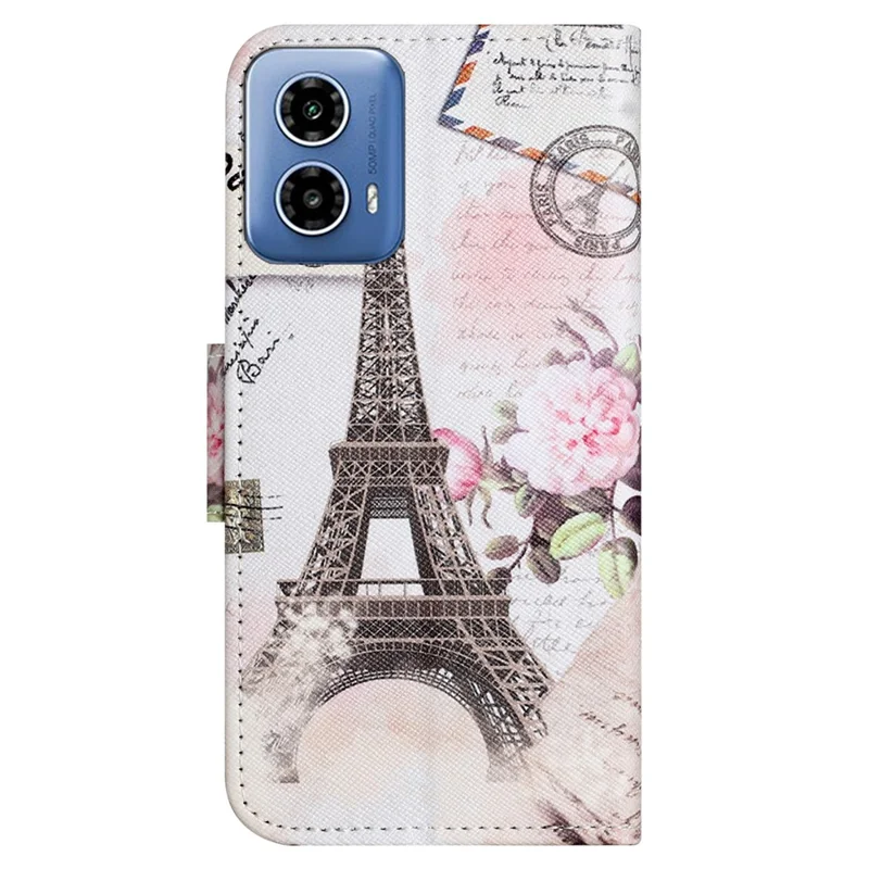 For Motorola Moto G24 Power PU Leather Wallet Cross Texture Stand Case Pattern Printing Phone Cover - Tower