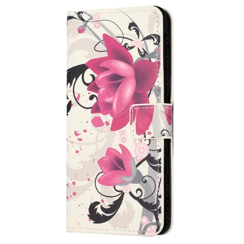 For Motorola Moto G24 Power PU Leather Case Pattern Printing Flip Cell Phone Cover - Lotus
