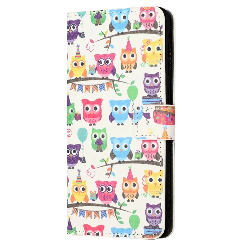 Per Motorola Moto G24 Power Custodia in pelle PU con stampa a motivi Flip Cover per cellulare - Adesivo a forma di gufi