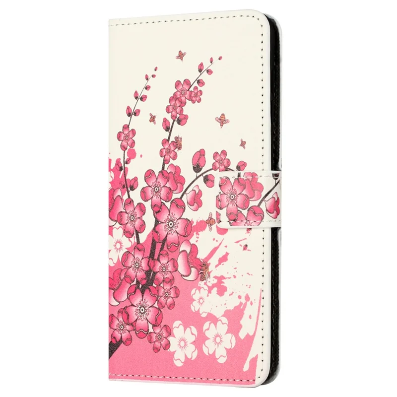 For Motorola Moto G24 Power PU Leather Case Pattern Printing Flip Cell Phone Cover - Plum Blossom