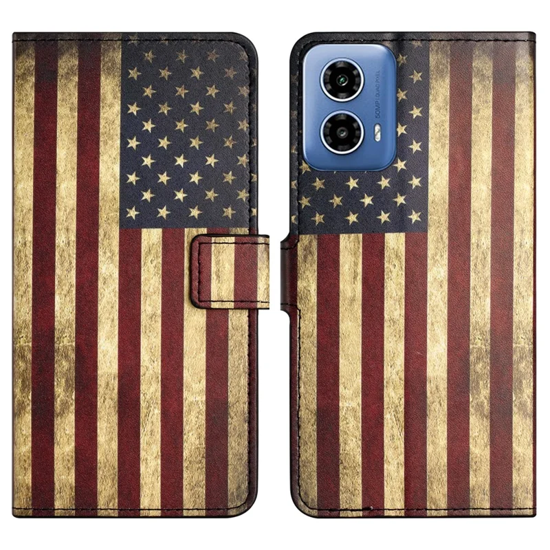 Para Motorola Moto G24 Power Capa de Telefone Celular de Couro PU com Impressão de Padrão - A Bandeira Americana