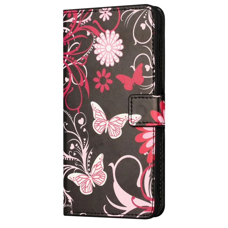 Für Motorola Moto G24 Power PU-Lederhülle mit Musteraufdruck, Flip-Handy-Cover - Schwarz / Schmetterlinge