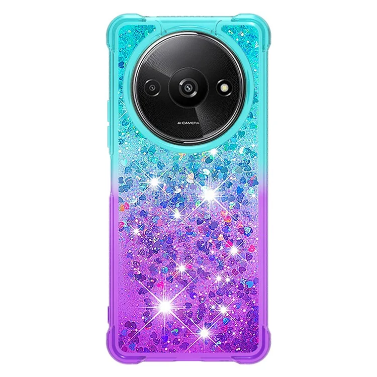 For Xiaomi Redmi A3 4G / Poco C61 4G TPU Case Gradient Quicksand Phone Back Cover - Sky Blue+Purple