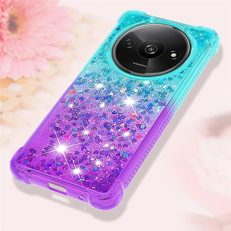 For Xiaomi Redmi A3 4G / Poco C61 4G TPU Case Gradient Quicksand Phone Back Cover - Sky Blue+Purple