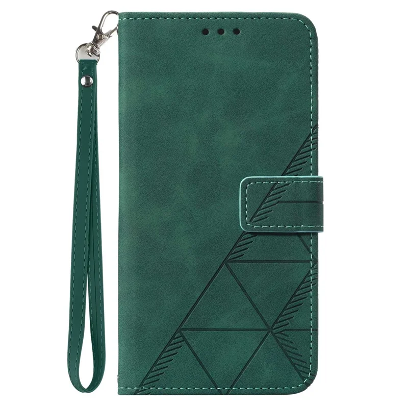 For Xiaomi Redmi A3 4G / Poco C61 4G Leather Case with Hand Strap Wallet Stand Phone Cover - Blackish Green