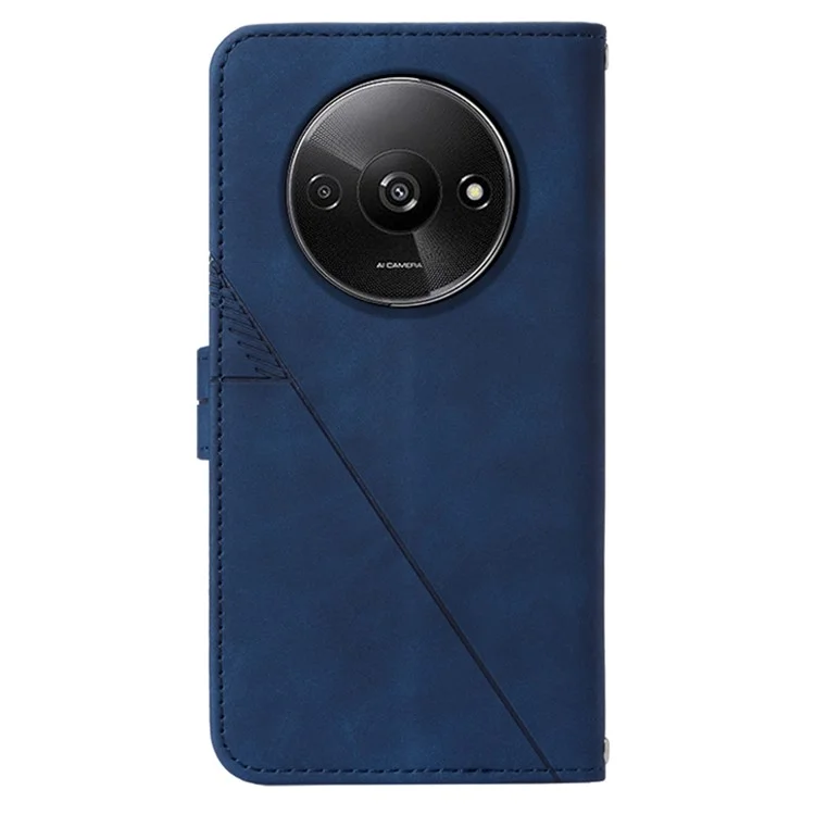 YB Imprinting Series-2 para Xiaomi Redmi A3 4G / Poco C61 4G Funda Funda de Piel de Hombro con Correa Línea Patrón Cubierta del Teléfono - Zafiro