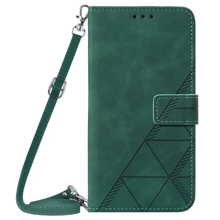 For Oppo A79 5G / A2 5G Leather Case with Shoulder Strap Wallet Stand Phone Cover - Blackish Green
