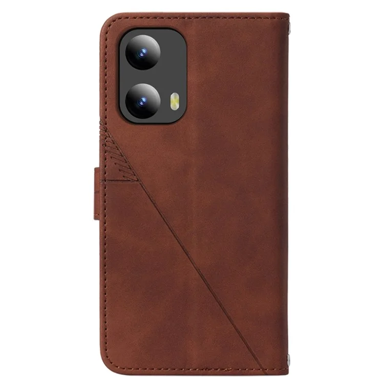 YB Impresión de la Serie-2 Para Motorola Moto G Play 5G (2024) / Moto G 5G (2024) Case de Cuero Cubierta de Teléfono Con Correa Para el Hombro - Marrón