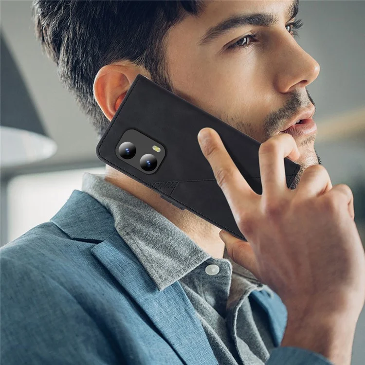 YB Impresión de la Serie-2 Para Motorola Moto G Play 5G (2024) / Moto G 5G (2024) Case de Cuero Cubierta de Teléfono Con Correa Para el Hombro - Marrón