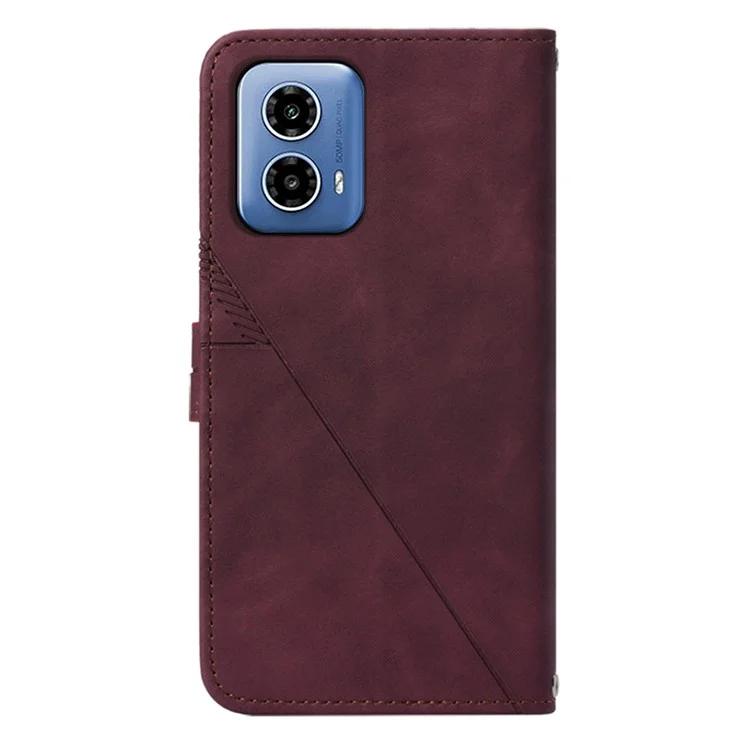 YB Imprinting Series-2 per Motorola Moto G45 5G / G34 5G Custodia Portafoglio Pelle Stampata con Tracolla - Vino Rosso