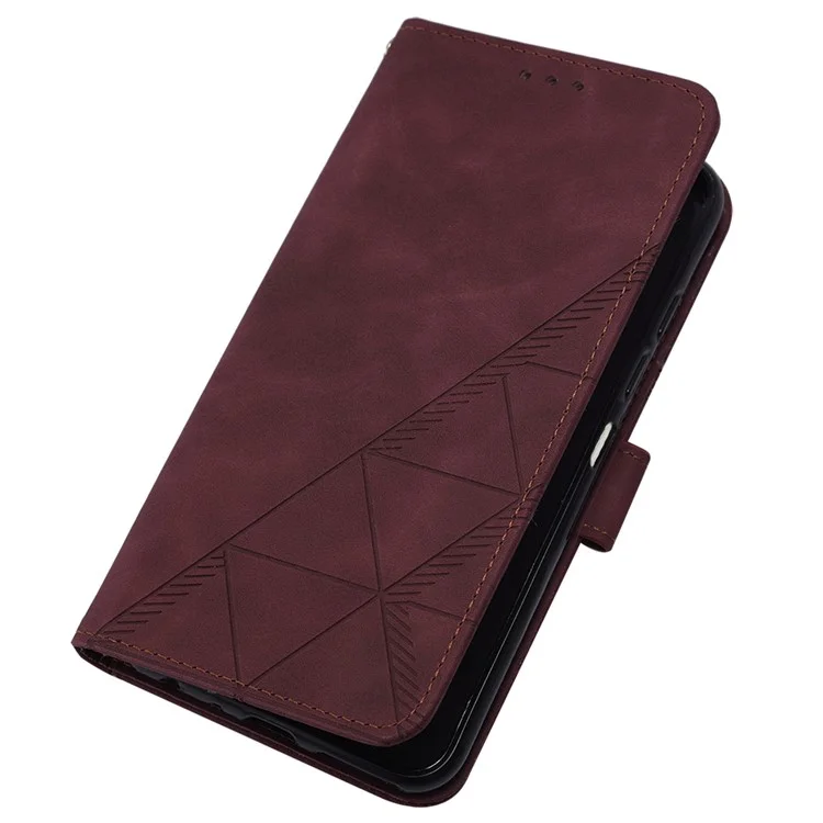 YB Imprinting Series-2 per Motorola Moto G45 5G / G34 5G Custodia Portafoglio Pelle Stampata con Tracolla - Vino Rosso