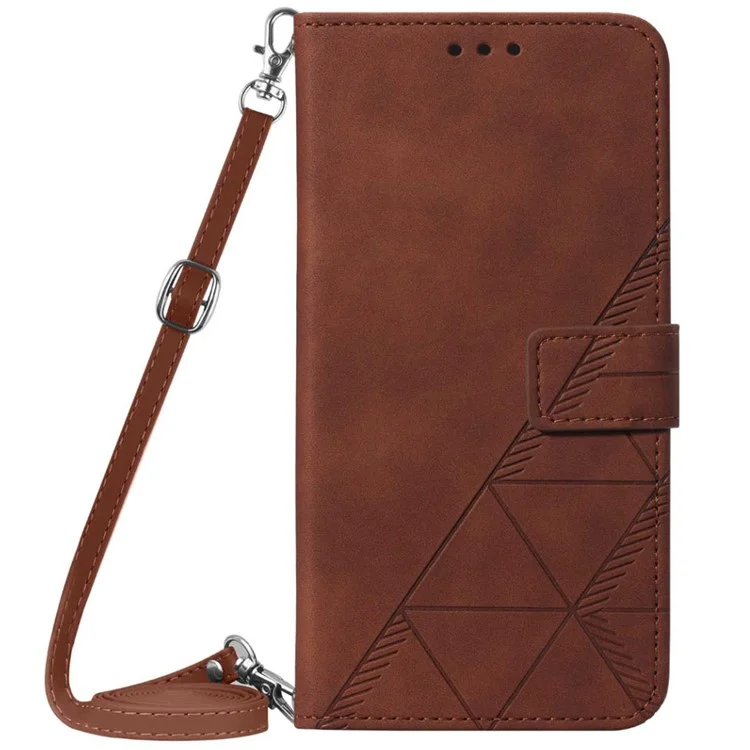 For Oppo Reno11 5G (Global) Leather Case with Shoulder Strap Wallet Stand Phone Cover - Brown
