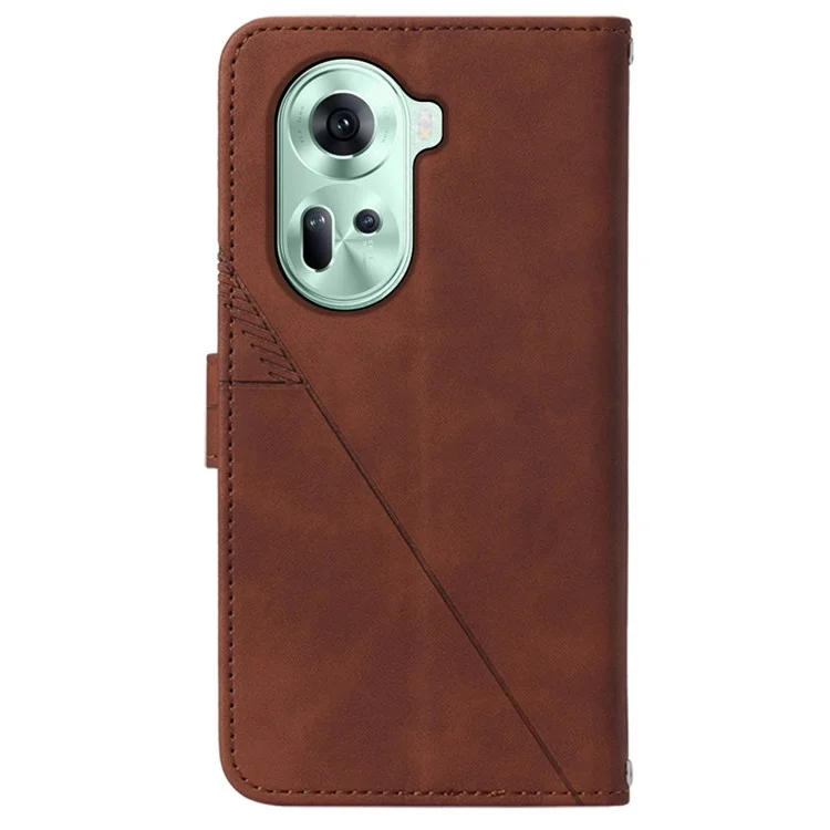 For Oppo Reno11 5G (Global) Leather Case with Shoulder Strap Wallet Stand Phone Cover - Brown