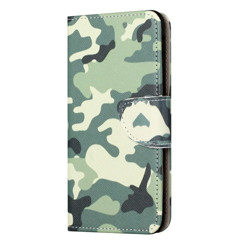 Per Motorola Moto E14 4G / G04 4G / G04s 4G / G24 4G Custodia per telefono con stampa a motivo Texture a croce in pelle PU con supporto a portafoglio - Mimetico