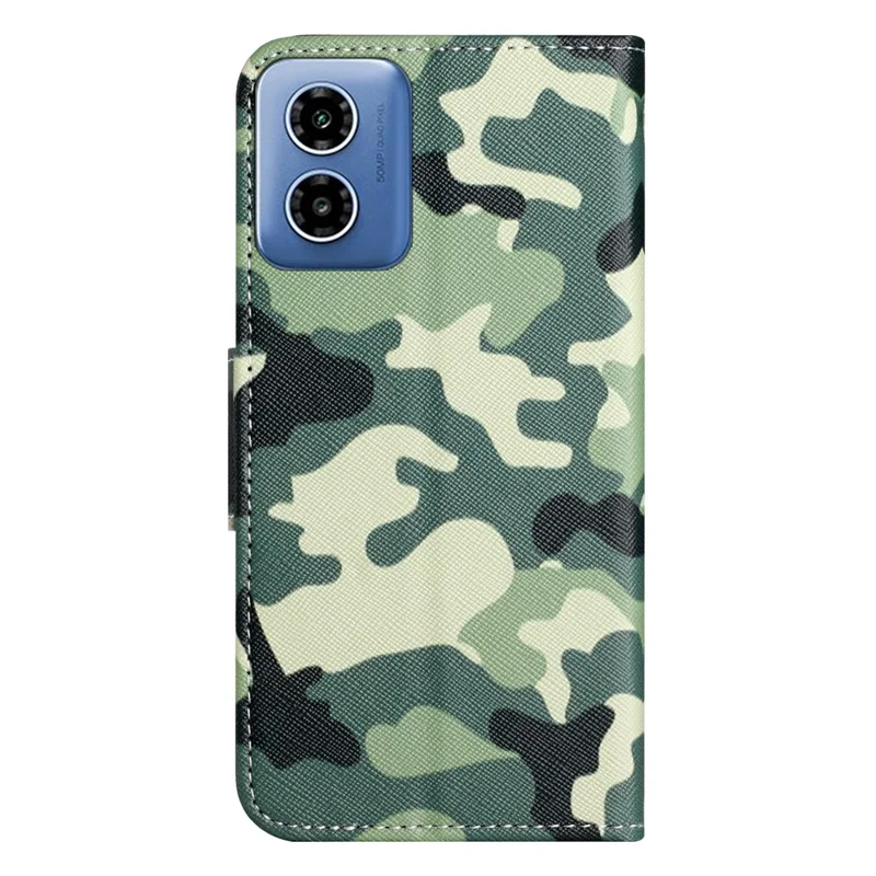 Per Motorola Moto E14 4G / G04 4G / G04s 4G / G24 4G Custodia per telefono con stampa a motivo Texture a croce in pelle PU con supporto a portafoglio - Mimetico