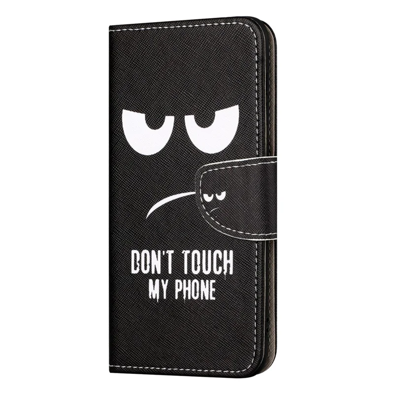 For Motorola Moto E14 4G / G04 4G / G04s 4G / G24 4G Pattern Printing Phone Cover Cross Texture PU Leather Wallet Stand Case - Don't Touch My Phone