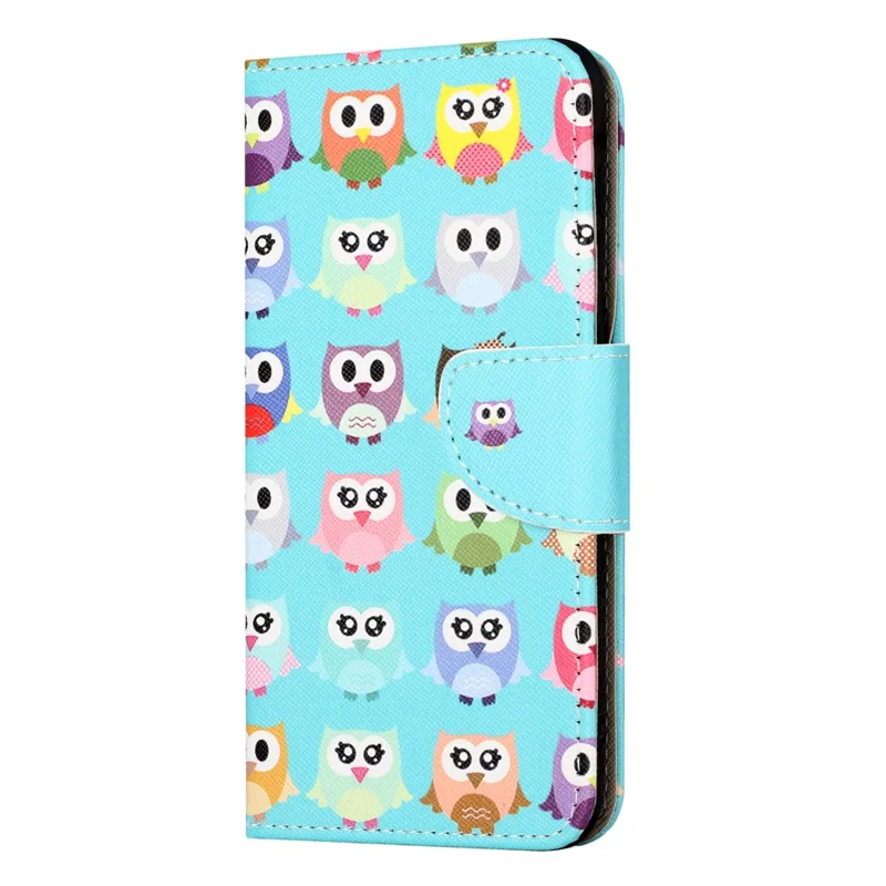 For Motorola Moto E14 4G / G04 4G / G04s 4G / G24 4G Pattern Printing Phone Cover Cross Texture PU Leather Wallet Stand Case - Owls