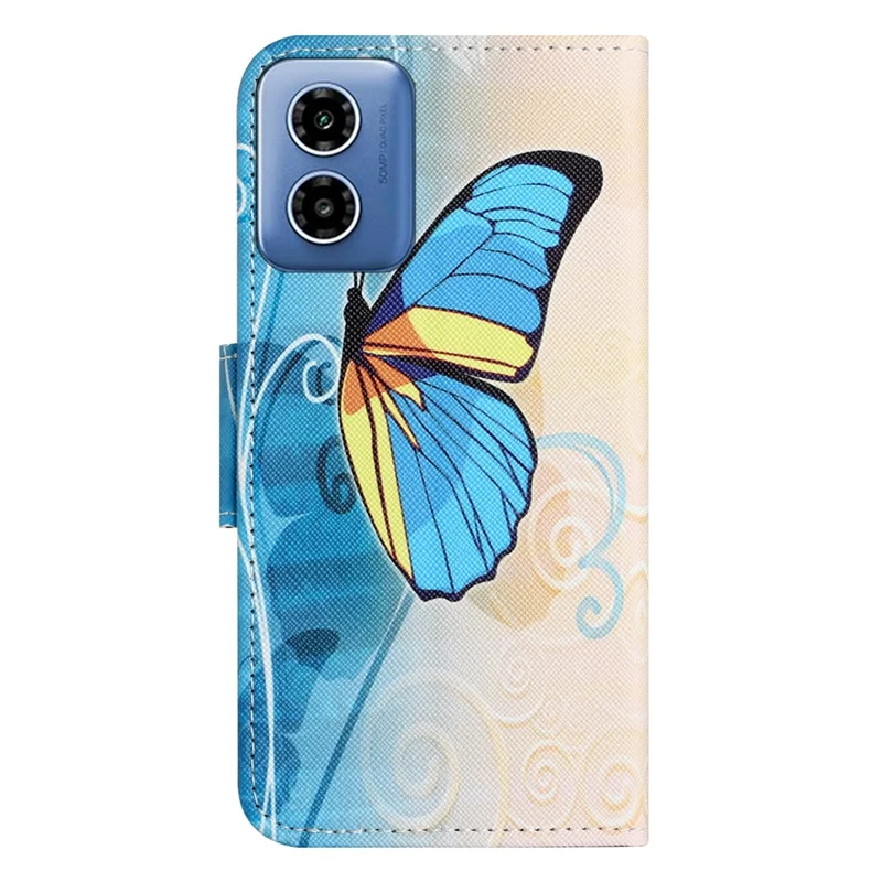 For Motorola Moto E14 4G / G04 4G / G04s 4G / G24 4G Pattern Printing Phone Cover Cross Texture PU Leather Wallet Stand Case - Butterfly