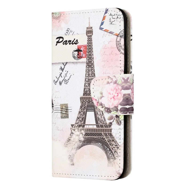 Para Motorola Moto E14 4G / G04 4G / G04s 4G / G24 4G Capa de Telefone com Estampa Padrão - Textura em Cruz PU Couro Carteira Stand Case - Torre