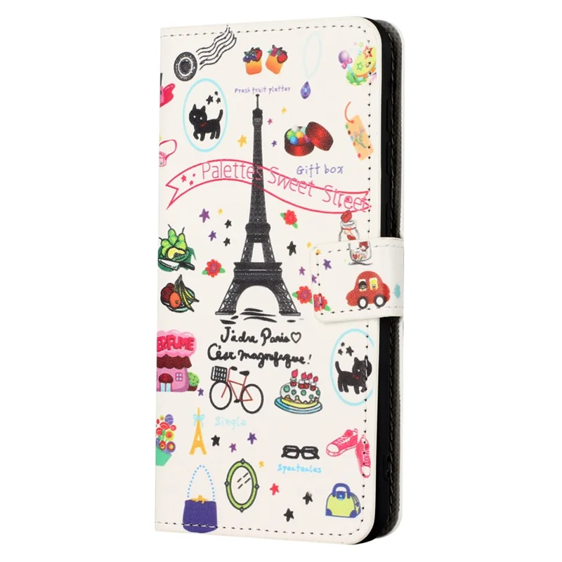 For Motorola Moto E14 4G / G04 4G / G04s 4G / G24 4G Cell Phone Cover Pattern Printing Folio PU Leather Phone Case - Iron Tower