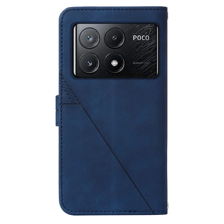 For Xiaomi Poco X6 Pro 5G / Redmi K70E 5G Leather Case with Hand Strap Wallet Stand Phone Cover - Sapphire